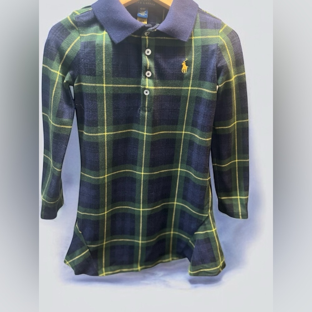 POLO RALPH LAUREN
Kids' Plaid Stretch Mesh Polo Dress In St Andrew Gordon - Picture 2 of 16